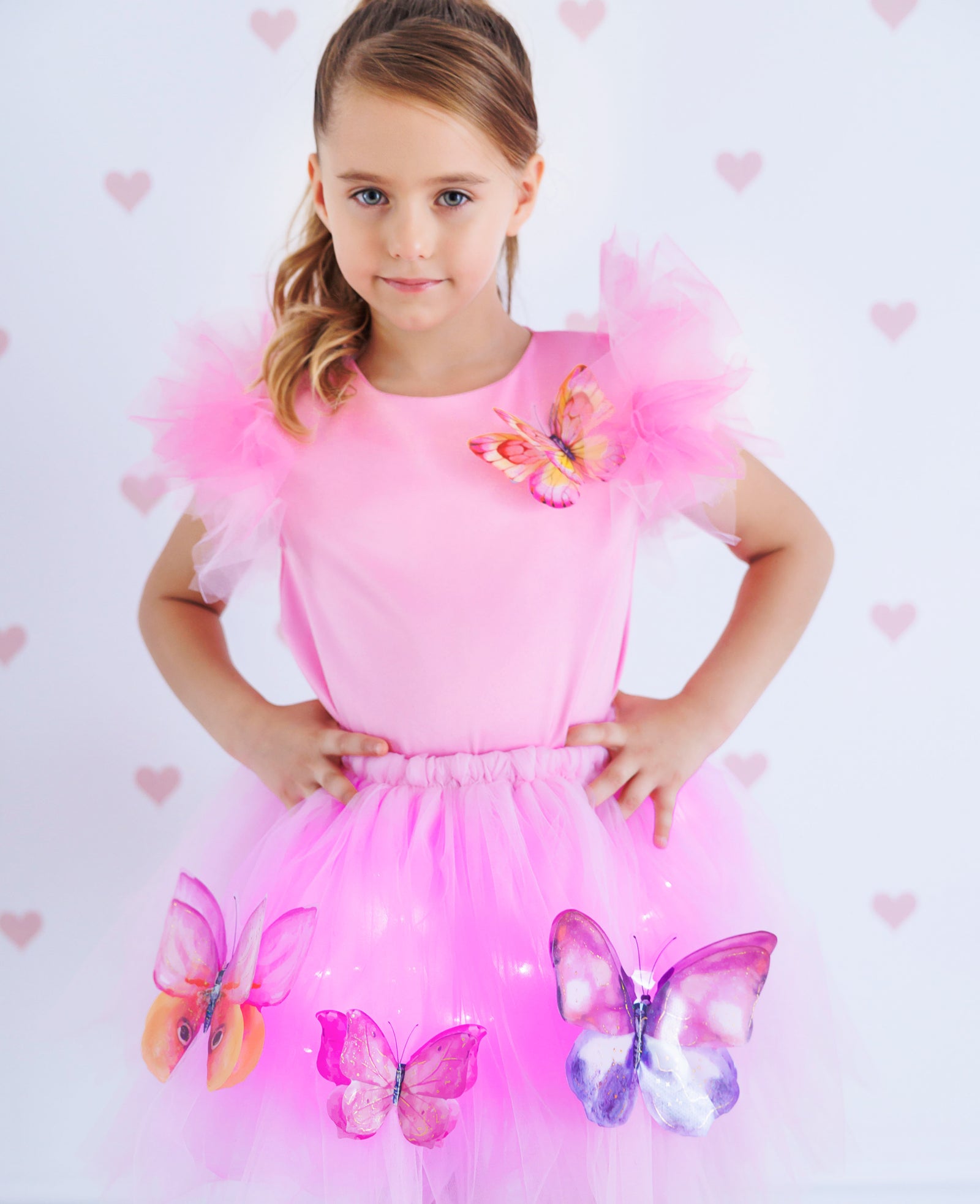 Skirt with Sparkles, Butterfly, Pale Pink