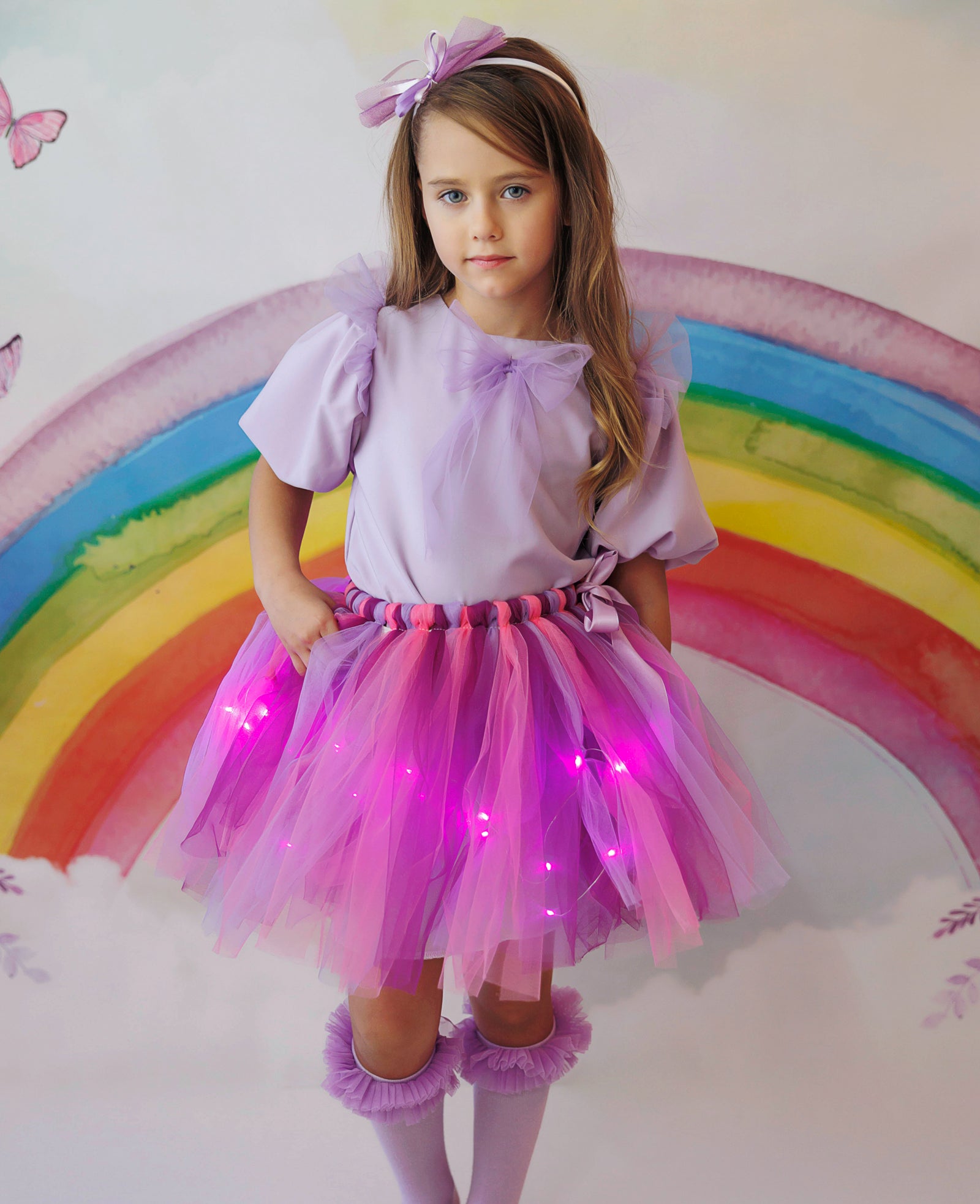 Skirt with Lights, Purple Unicorn, 3-18 months