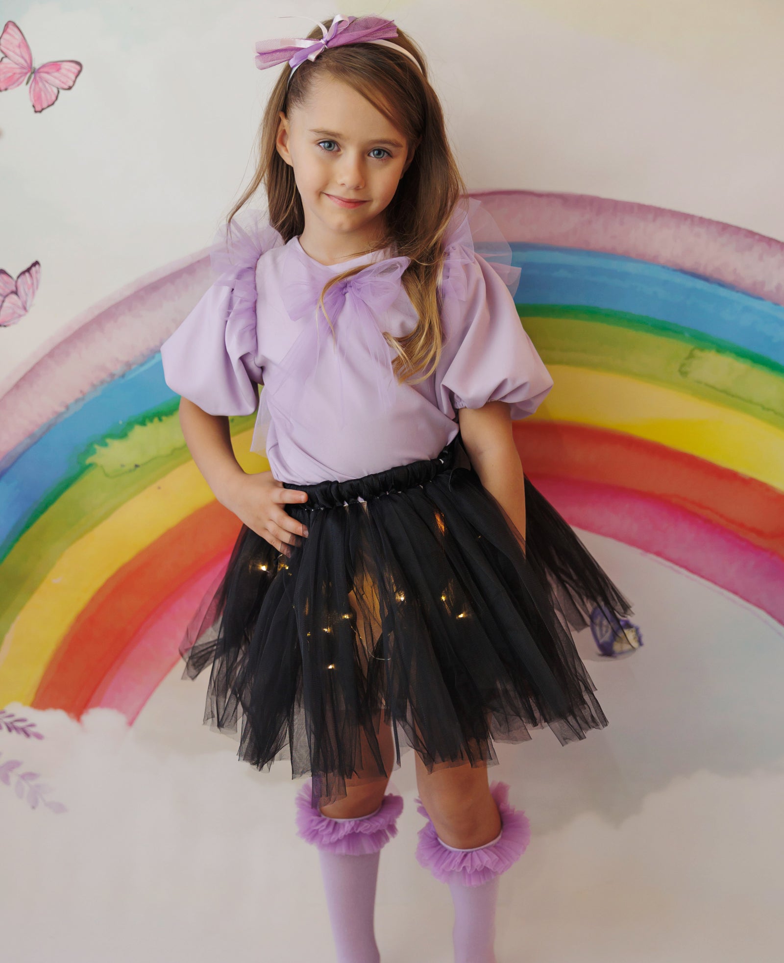 Set with Lights, Lilac Black, 2 Pieces