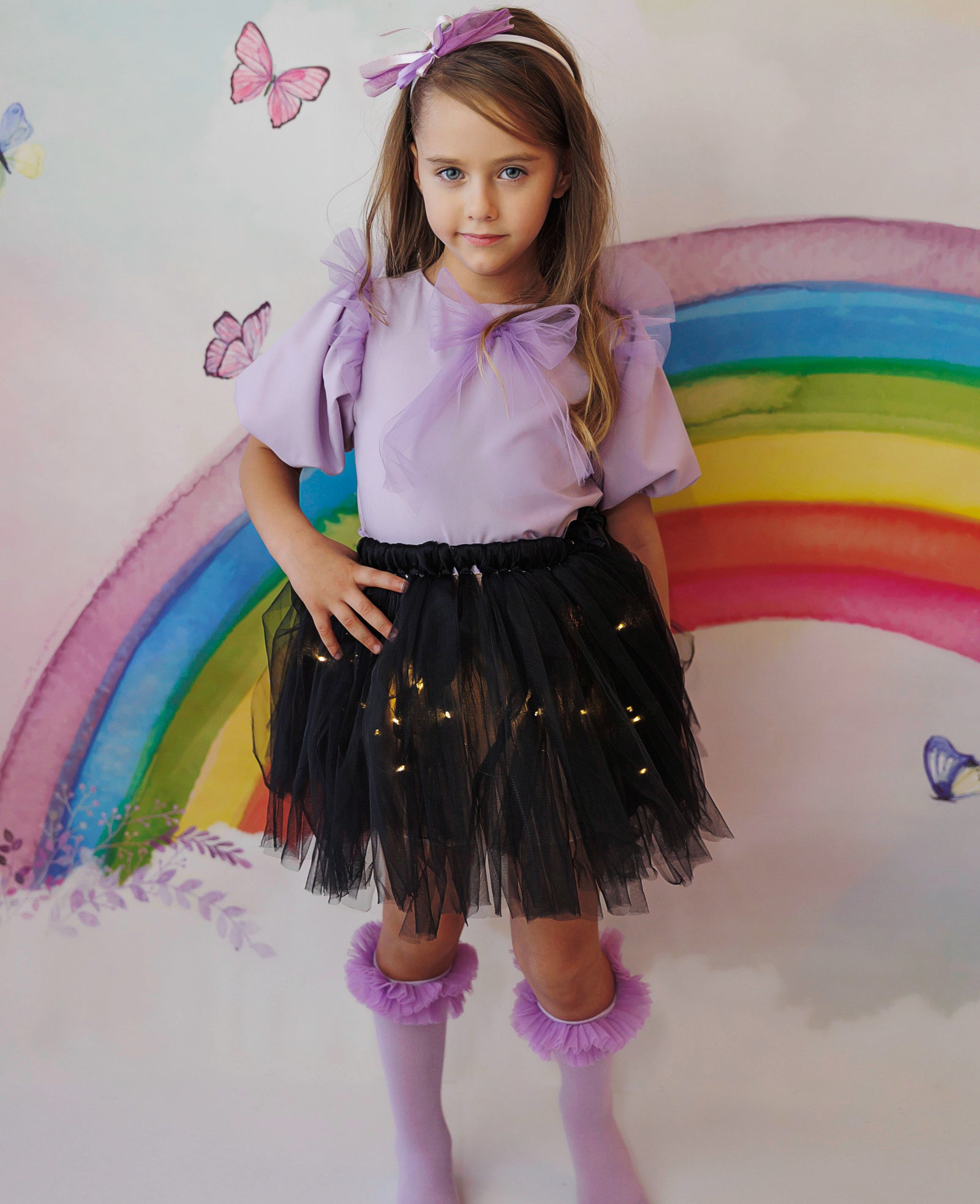 Set with Lights, Lilac Black, 2 Pieces