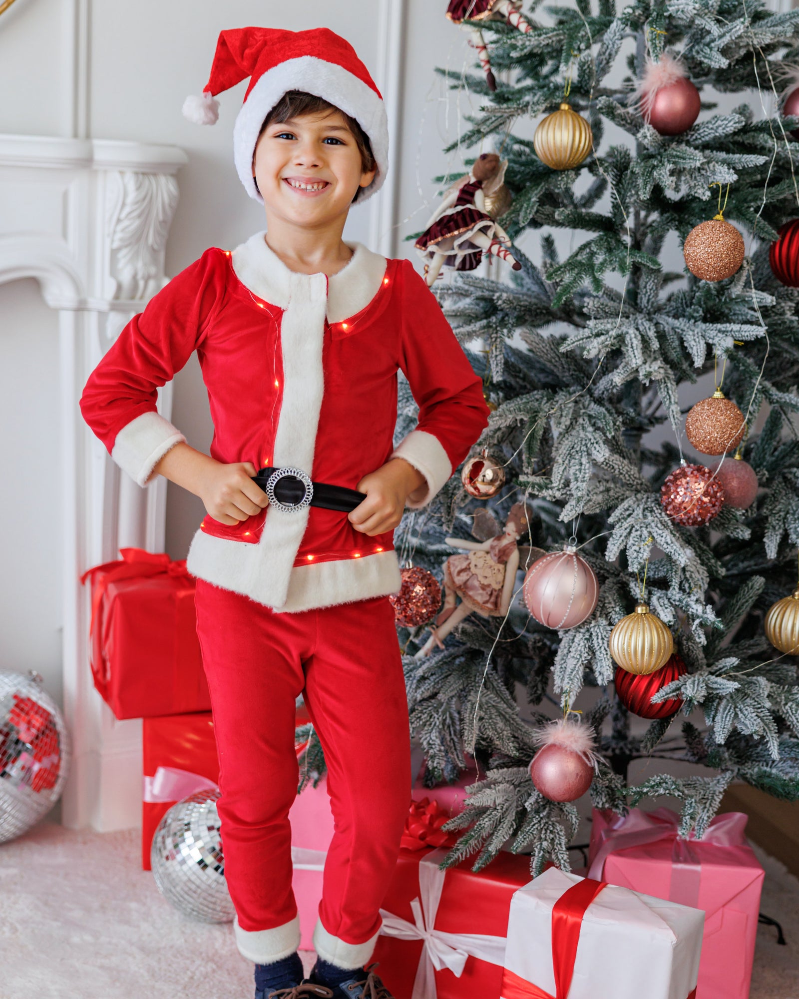 Santa Claus Costume with Lights, 3 Pieces