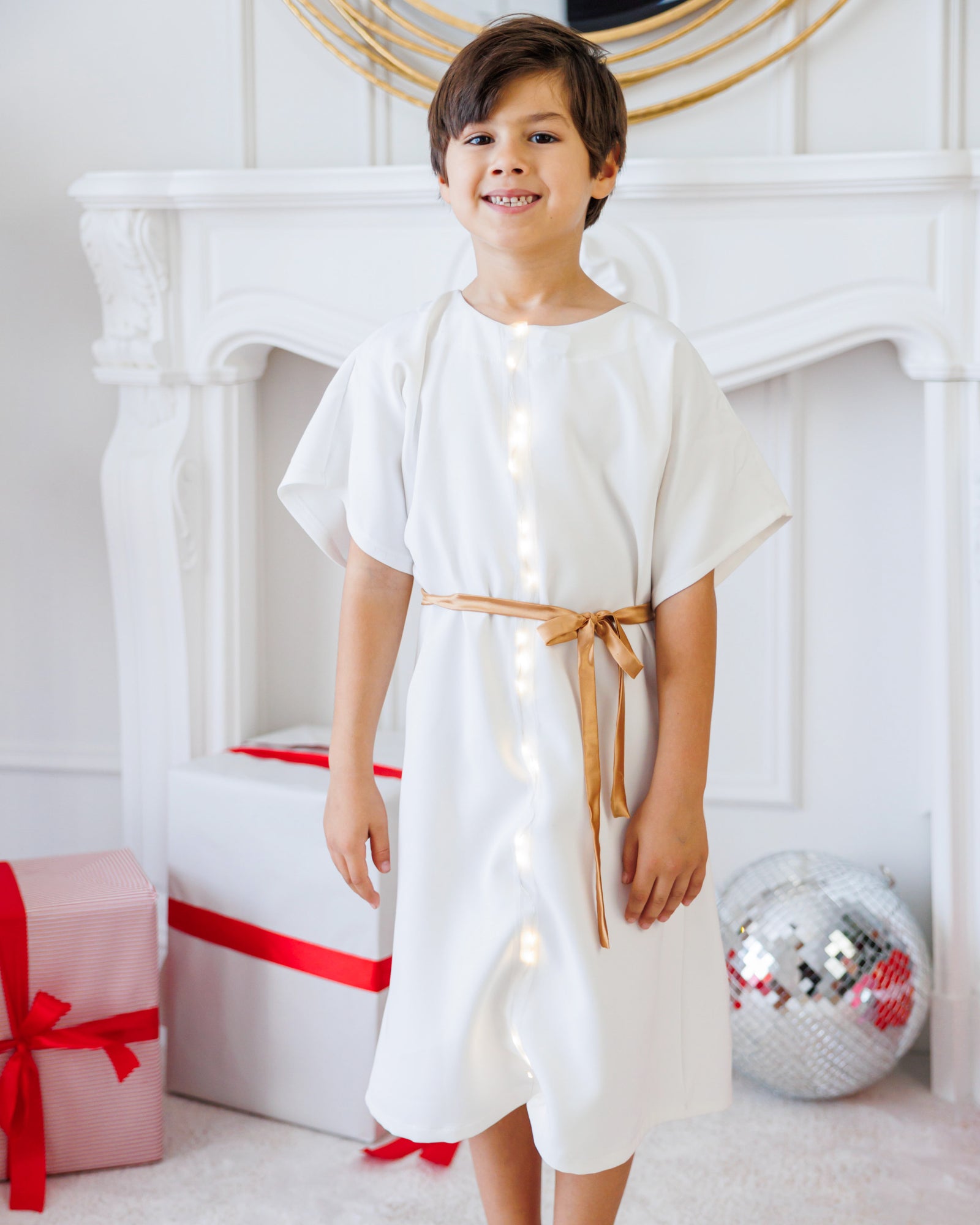 Boy's White Angel Costume with Lights, 5 Pieces
