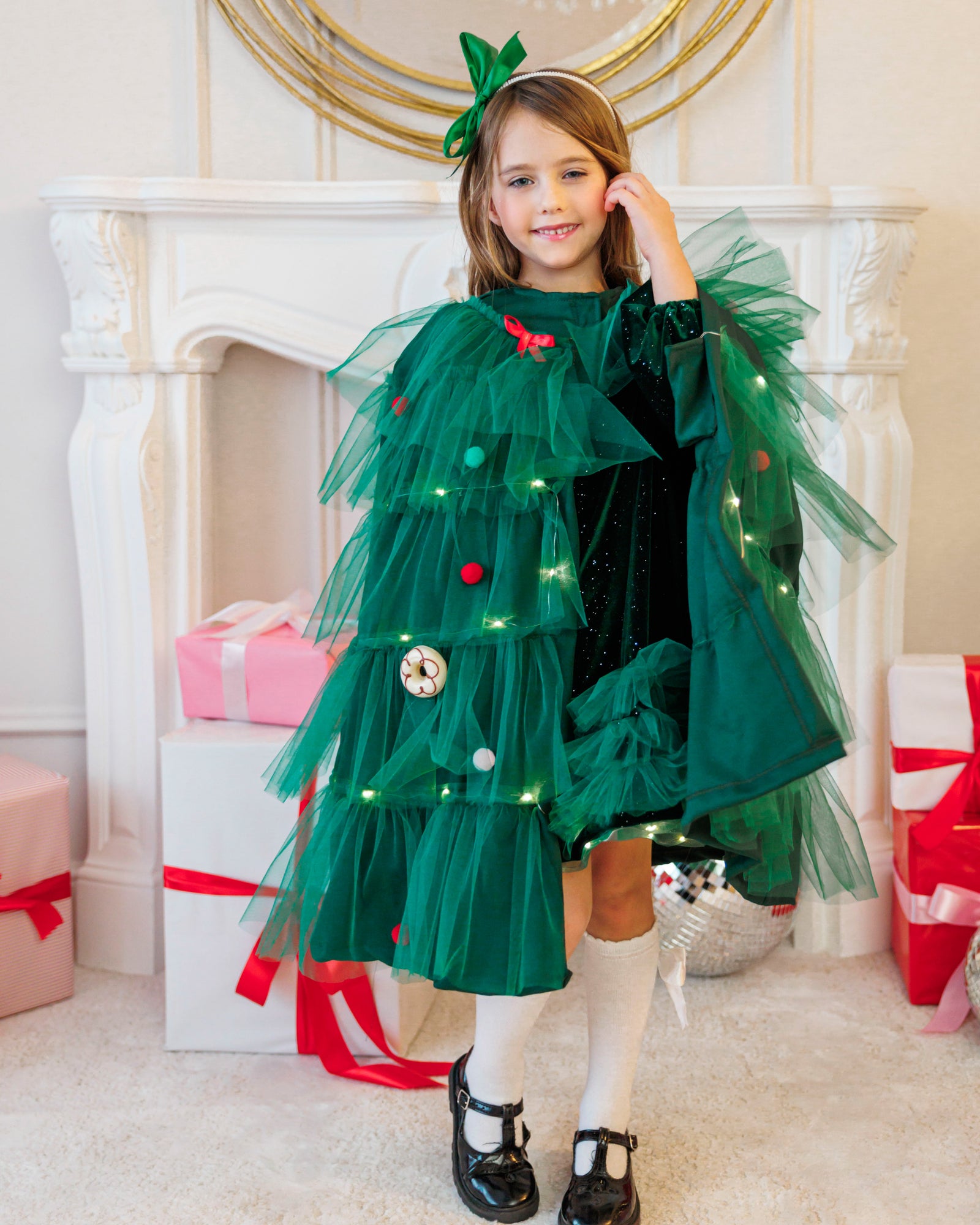 Outfit, Dress+Cape, Green