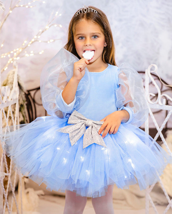 Light-Up Skirt, Blue, Ice Princess with Silver Bow