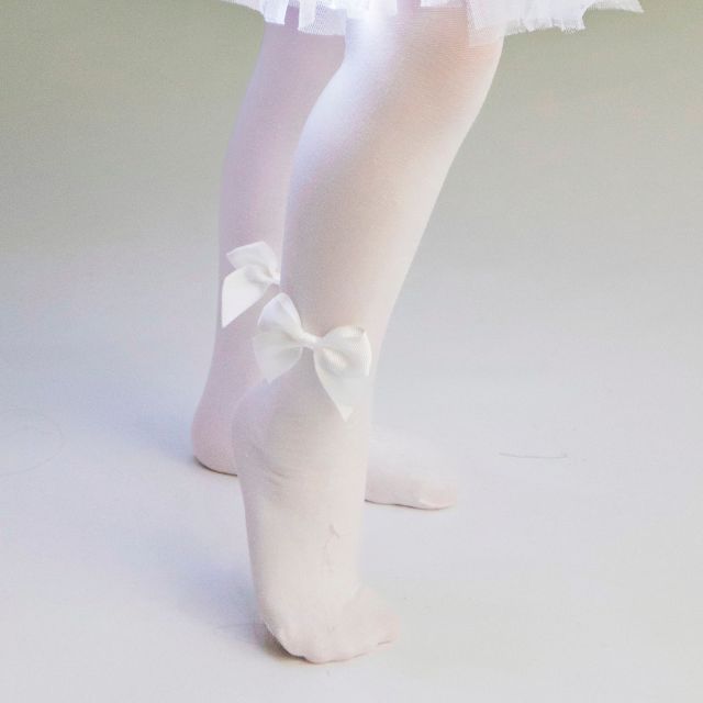 White Bow Tights, Soft, for Celebrations