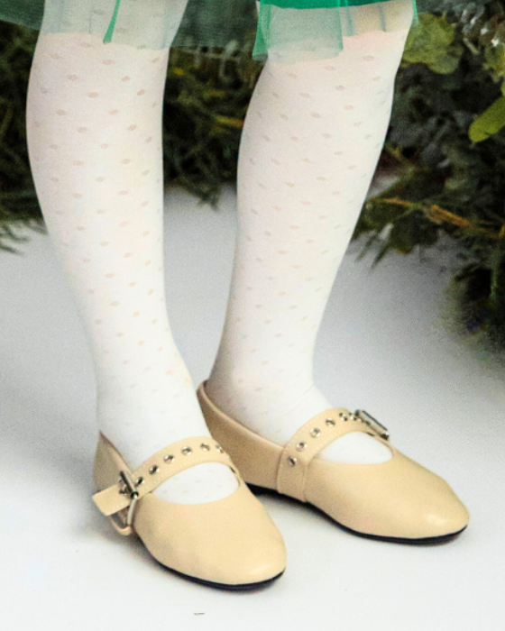 White School Tights with Soft Polka Dots