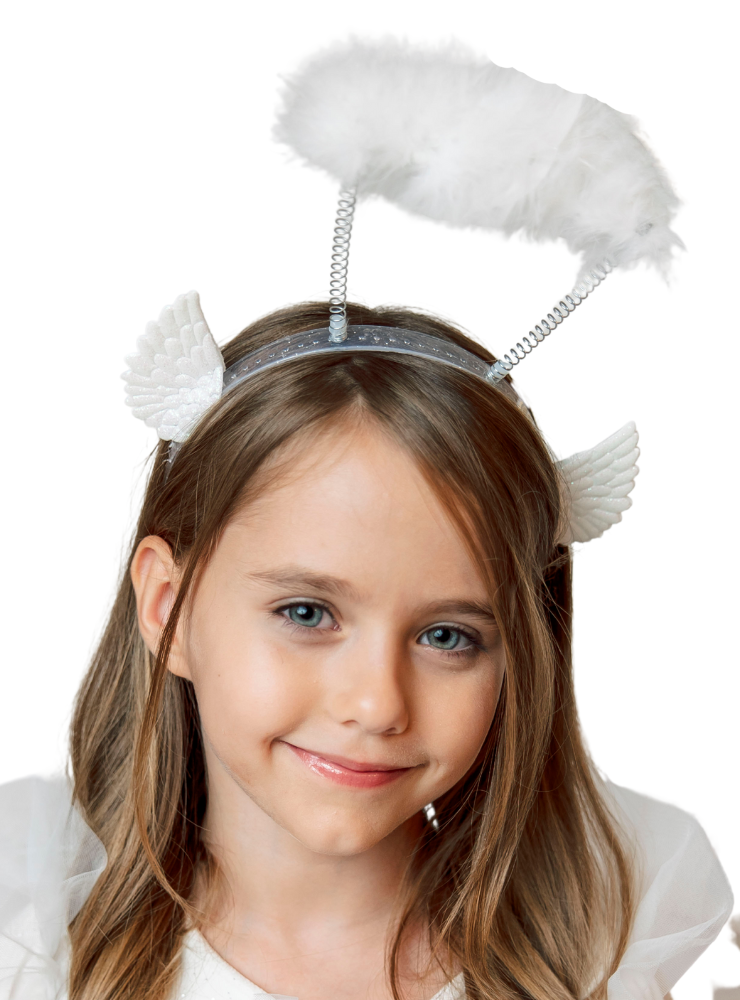 White Glitter Gold Crown with Angel Wings for Celebration