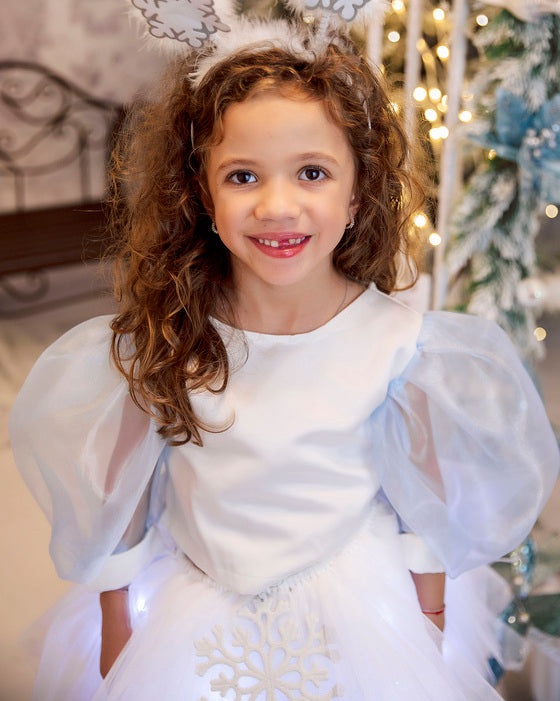 Bluzița Albă, cu Mâneci Bufante