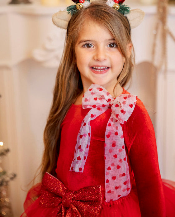 Velvet Red Blouse with Bow