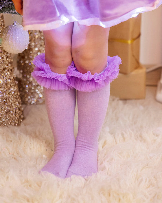 Șosețele cu Volănașe din Tulle Mov