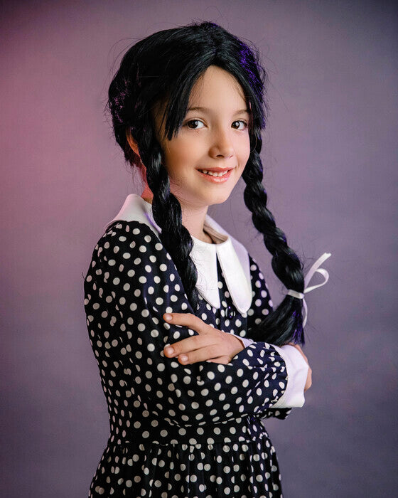 Black Polka Dot Halloween Dress, 10-12 years, girls
