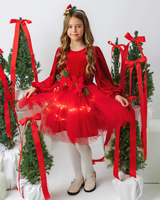Sparkle Dress, Brown with Leaves, Fall 2025