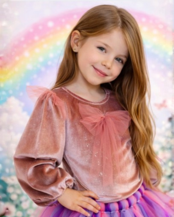 Bluzița Roz  cu Sclipici si Volanas Tulle