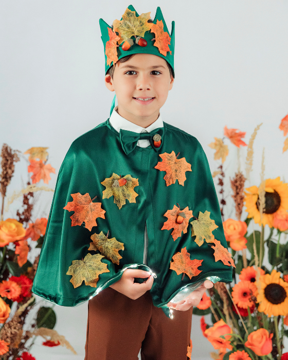Autumn King Costume, 2 pieces, Green with leaves