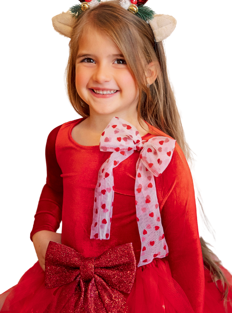 Velvet Red Blouse with Bow
