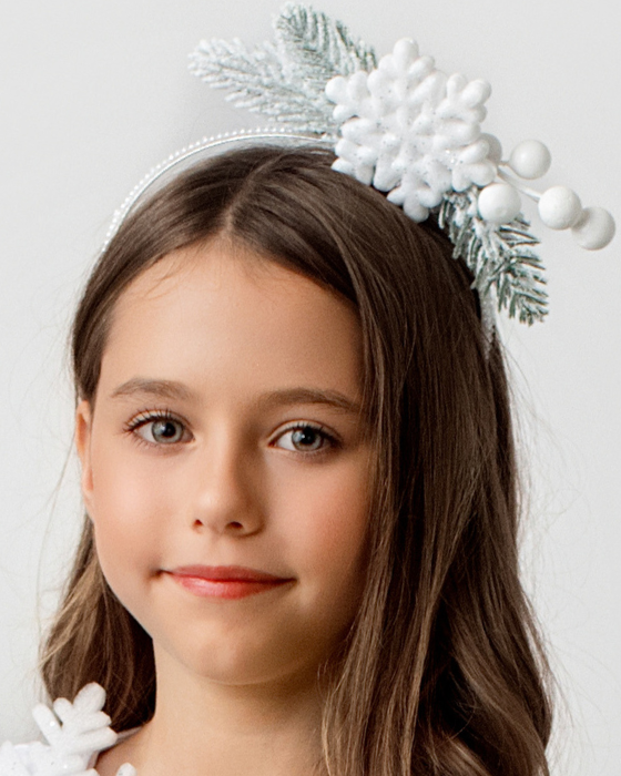 Snowflake Headband with Snow-Covered Fir Tree