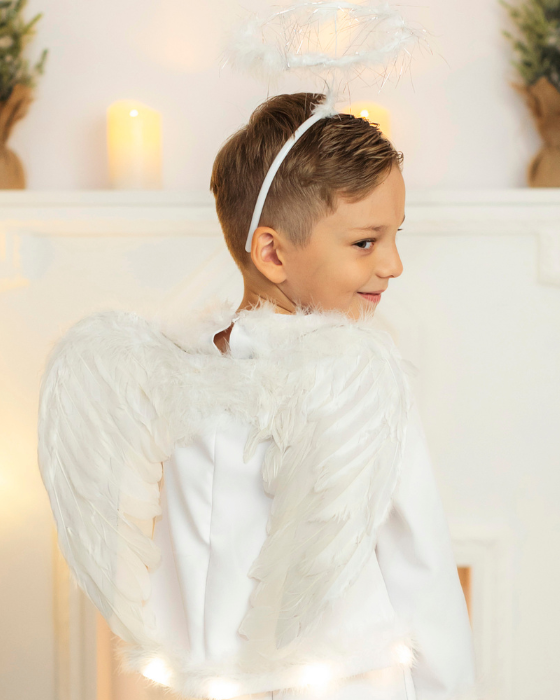 Boy Angel Set, Wings + Angel Aura for Kids, Christmas Celebration