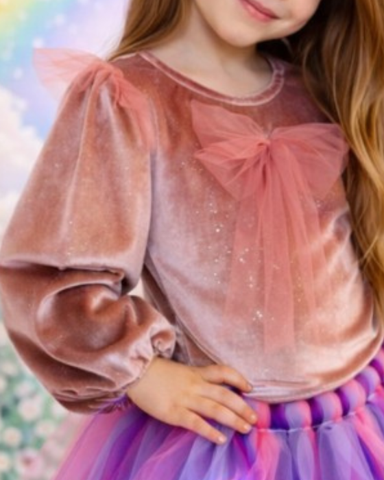 Bluzița Roz  cu Sclipici si Volanas Tulle