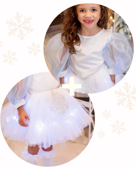 White Suit, White Sparkle Skirt + White Puff Sleeve Blouse, Celebration