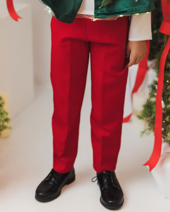 3-Piece Elf Costume, Green-Red, trousers + cape + crown