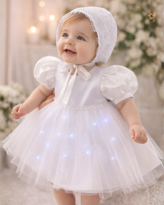 Baptism Dress, with Lights, White
