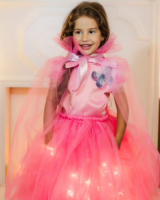 Pink Princess Cape, glitter tulle