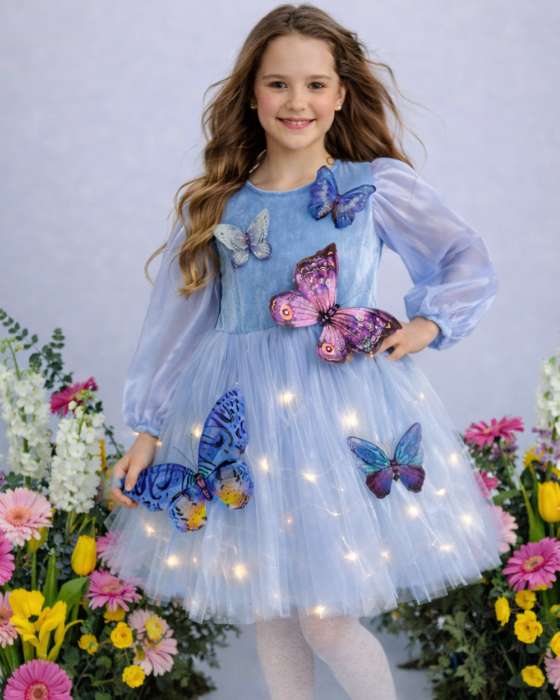 Rochita cu Luminite Bleu, plină de Fluturasi Albastri