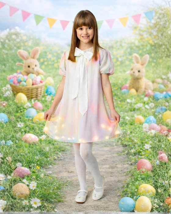 Rainbow Dress with Bow, for School / Kindergarten