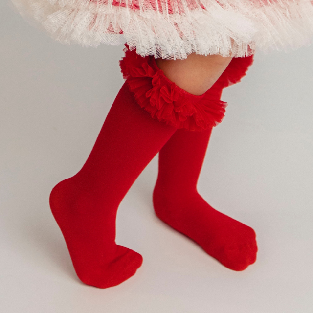 Red Ruffle Socks