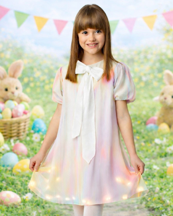 Rainbow Dress with Bow, for School / Kindergarten
