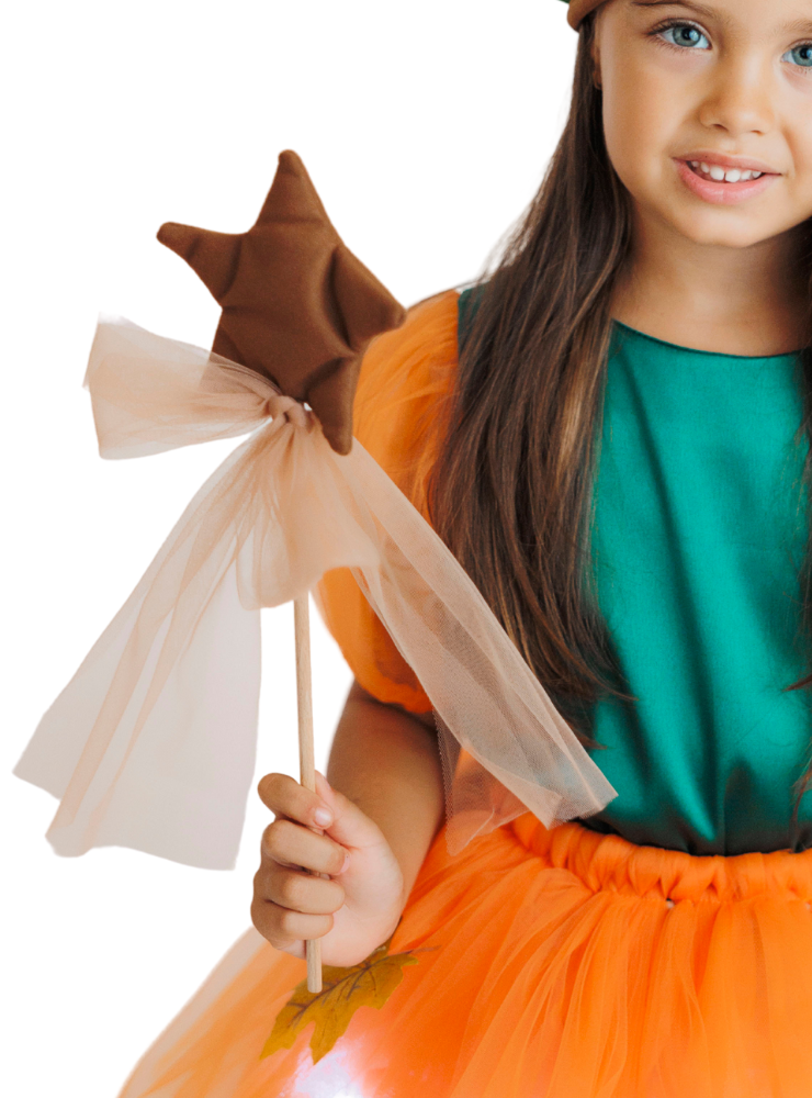 Autumn Fairy Magic Wand, Brown with tulle