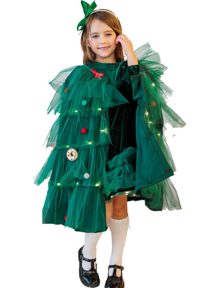 Outfit, Dress+Cape, Green