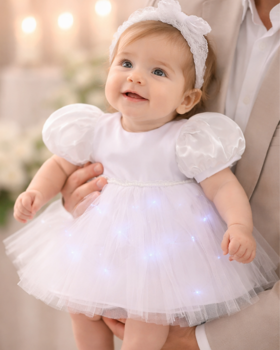 Baptism Dress, with Lights, White