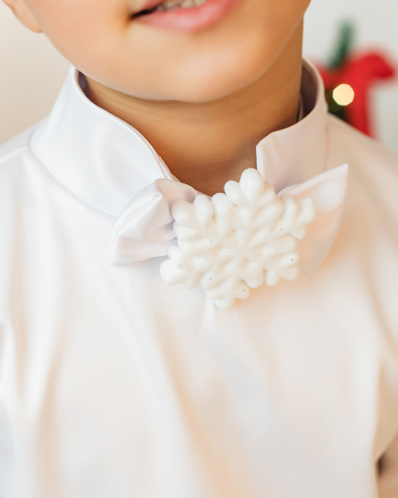 White Bow Tie with Feather, for a school play