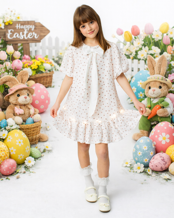 Dress with Lights and Cheerful Flowers for School / Kindergarten