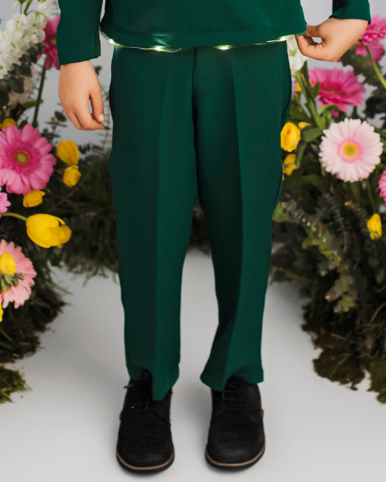 Green Snowdrop Trousers for Boys, Spring Celebration