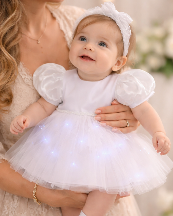 Baptism Dress, with Lights, White