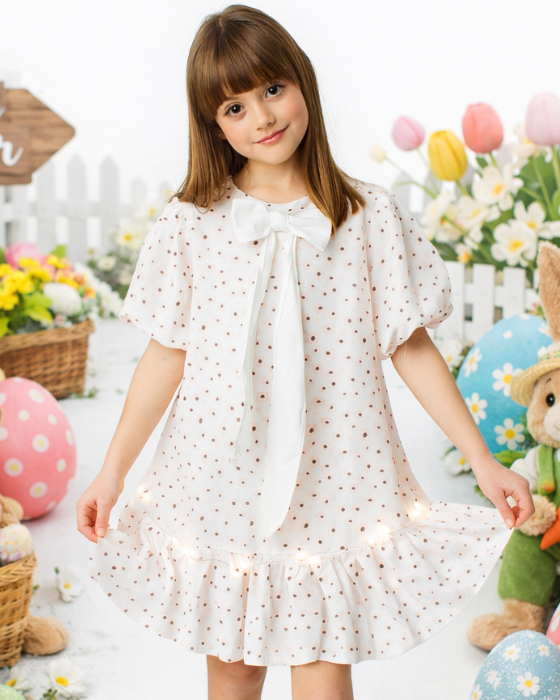 Dress with Lights and Cheerful Flowers for School / Kindergarten