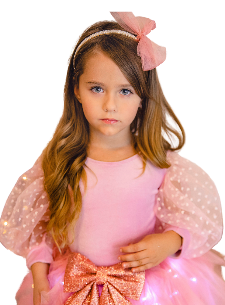 Pink Soft Velvet Bodysuit with Puff Sleeves