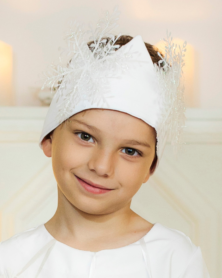 Boy's Snowflake Crown, White with 2 snowflakes