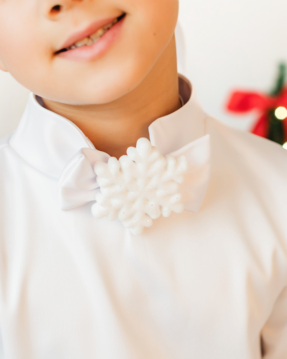 White Bow Tie with Feather, for a school play