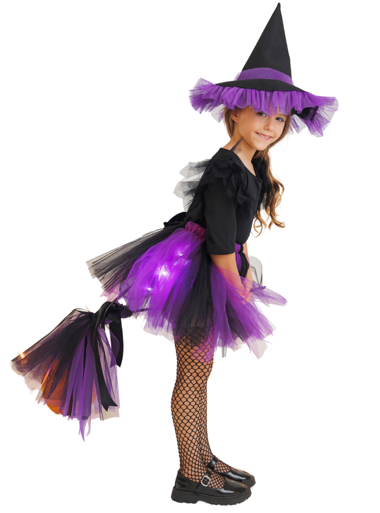 Purple Witch Costume, 4 Pieces, for Girls