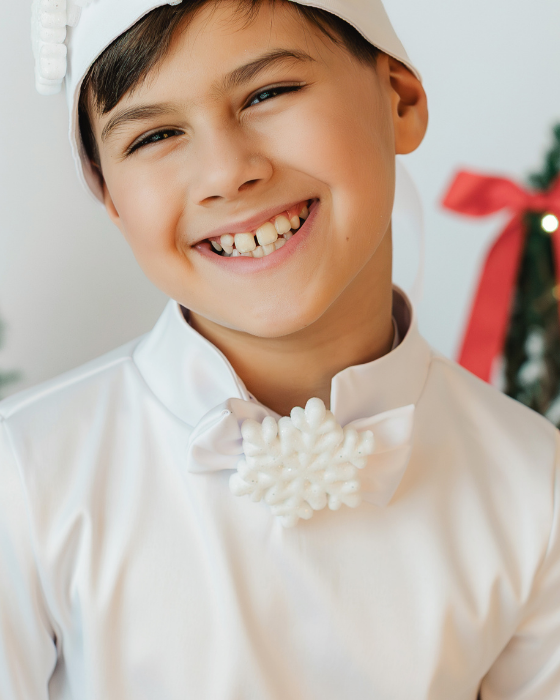 White Bow Tie with Feather, for a school play