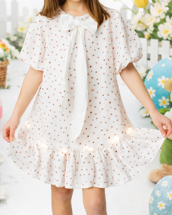 Dress with Lights and Cheerful Flowers for School / Kindergarten