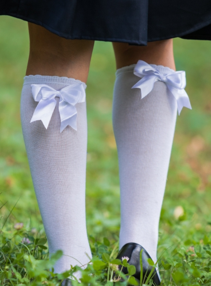White Bow Socks, School / Kindergarten