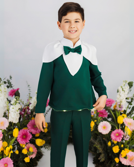 Snowdrop Blouse, Green with Petals, Spring Celebration