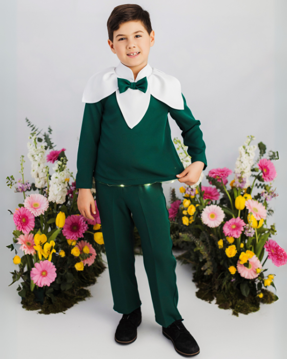 Snowdrop Blouse, Green with Petals, Spring Celebration
