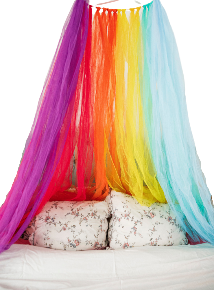 Rainbow Canopy, Multicolor Tulle for the Child's Room