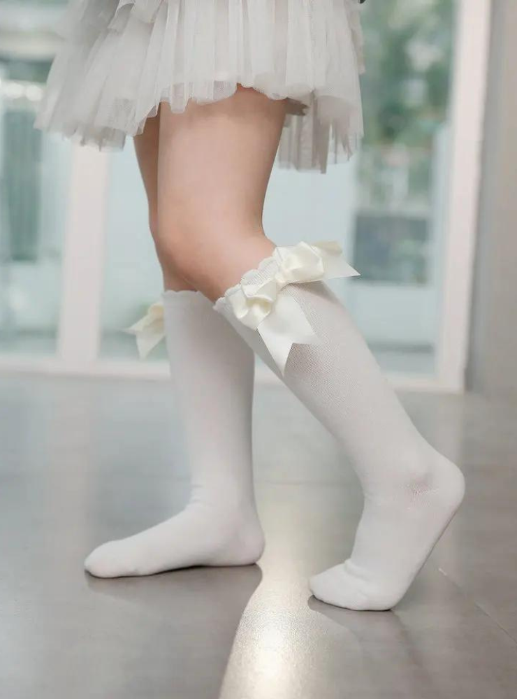 White Bow Socks, School / Kindergarten