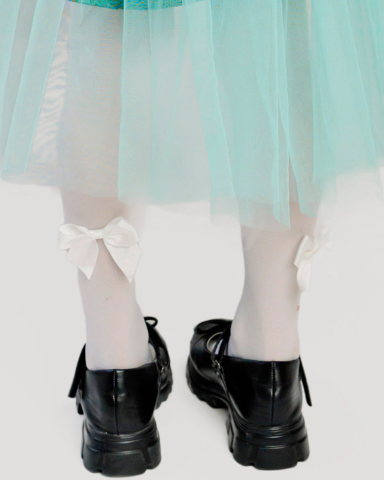 White Bow Tights, Soft, for Celebrations